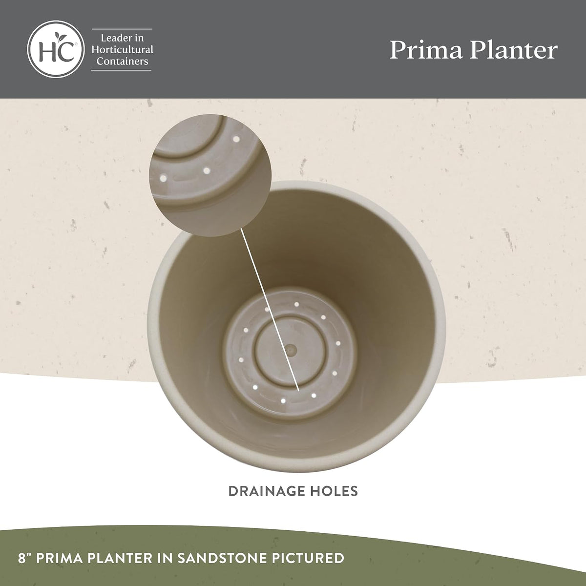 The HC Companies Prima Round Plastic Plant Pot w/Rolled Rim - Lightweight & UV Resistant Flower Pot for Herbs & More - Outdoor & Indoor Plant Pots w/Drainage (12 inch, Warm Gray, Pack of 1)