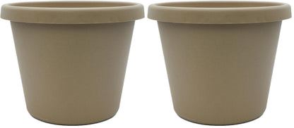The HC Companies Prima Round Plastic Plant Pot w/Rolled Rim - Lightweight & UV Resistant Flower Pot for Herbs & More - Outdoor & Indoor Plant Pots w/Drainage (12 inch, Warm Gray, Pack of 1)