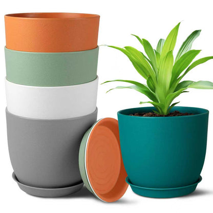 Ferlypote Plant Pots 8 Inch Set of 2, Flower Pots with Multi Mesh Drainage Holes, Planters for Indoor Outdoor Garden Plants and Flowers (Black)