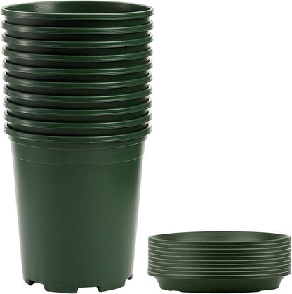 Fasmov 10PCS 1 Gallon Durable Nursery Pot Garden Flower Pots Nursery Plant Container Kit with 10 Pcs Matching Pallets