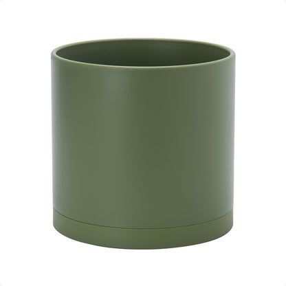D'vine Dev Plastic Planter Pot with Saucer, 8 in, Black, 74-X-B-1