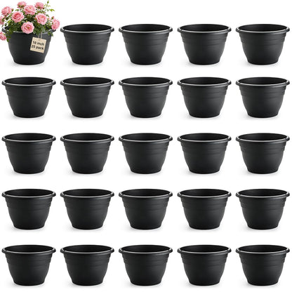 RooTrimmer 5 Pack 10 Inch Plant Pots Lightweight Planters with Drainage Holes,Durable Indoor & Outdoor Flower Pots for Garden,Patio & Home Decor(Pottery Red)