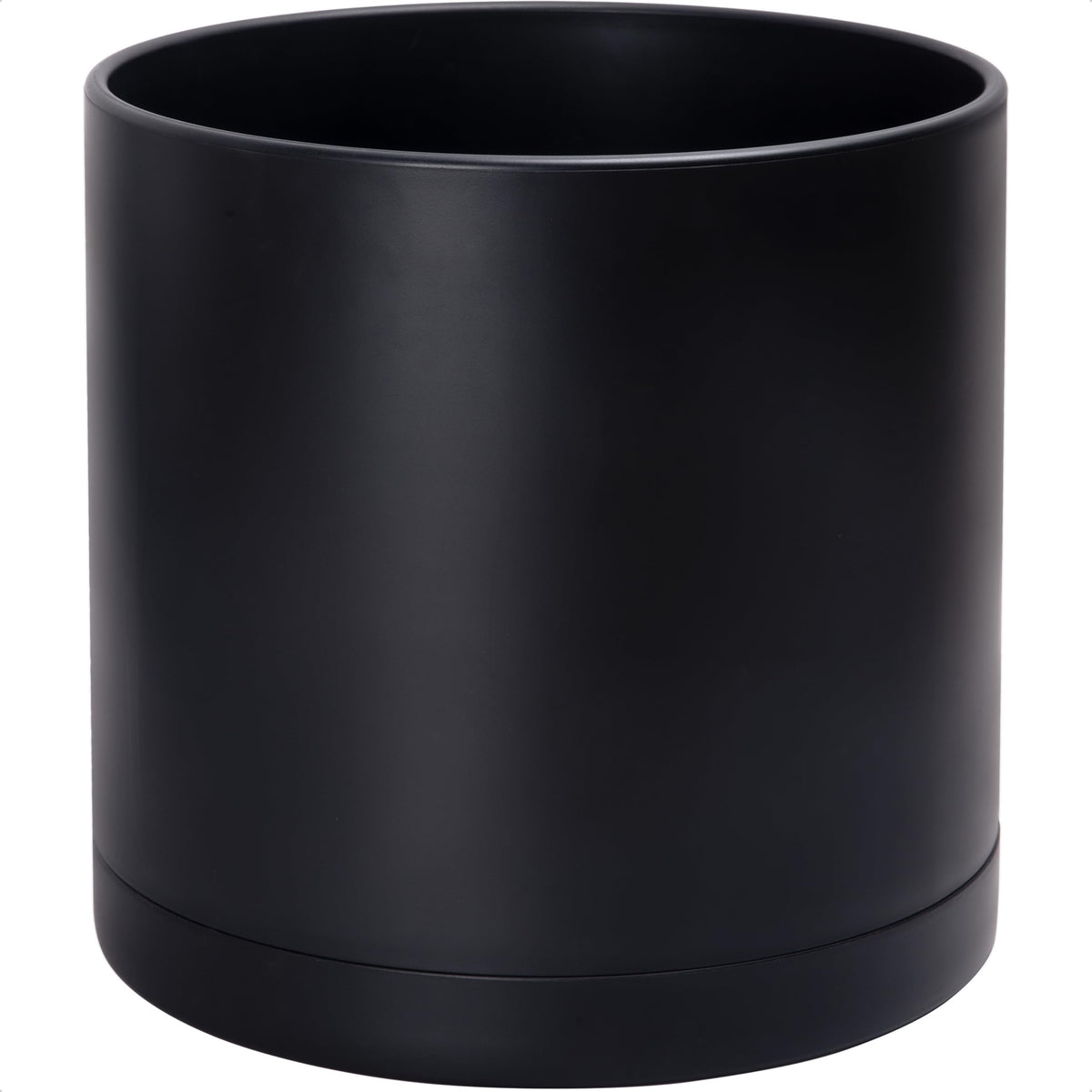 D'vine Dev Plastic Planter Pot with Saucer, 8 in, Black, 74-X-B-1