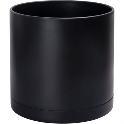 D'vine Dev Plastic Planter Pot with Saucer, 8 in, Black, 74-X-B-1