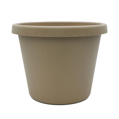 The HC Companies Prima Round Plastic Plant Pot w/Rolled Rim - Lightweight & UV Resistant Flower Pot for Herbs & More - Outdoor & Indoor Plant Pots w/Drainage (12 inch, Warm Gray, Pack of 1)