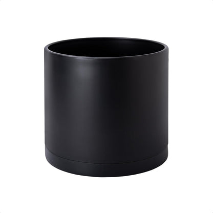 D'vine Dev Plastic Planter Pot with Saucer, 8 in, Black, 74-X-B-1