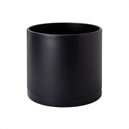 D'vine Dev Plastic Planter Pot with Saucer, 8 in, Black, 74-X-B-1