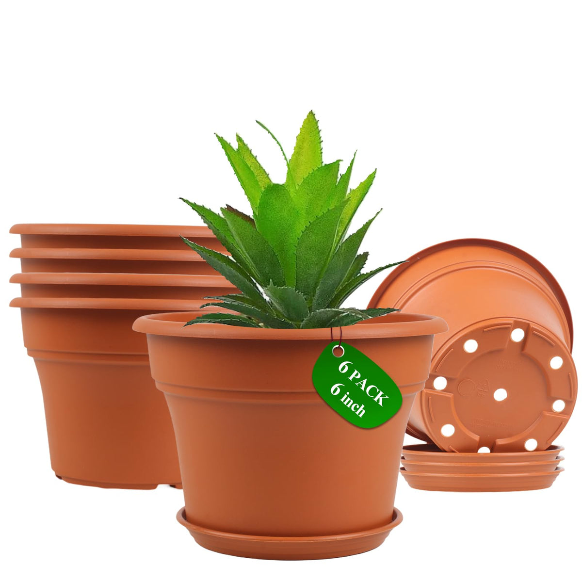 Pottiffe Plant-Pots-Planters-Indoor-Outdoor, 10 inch 4 Pack Green