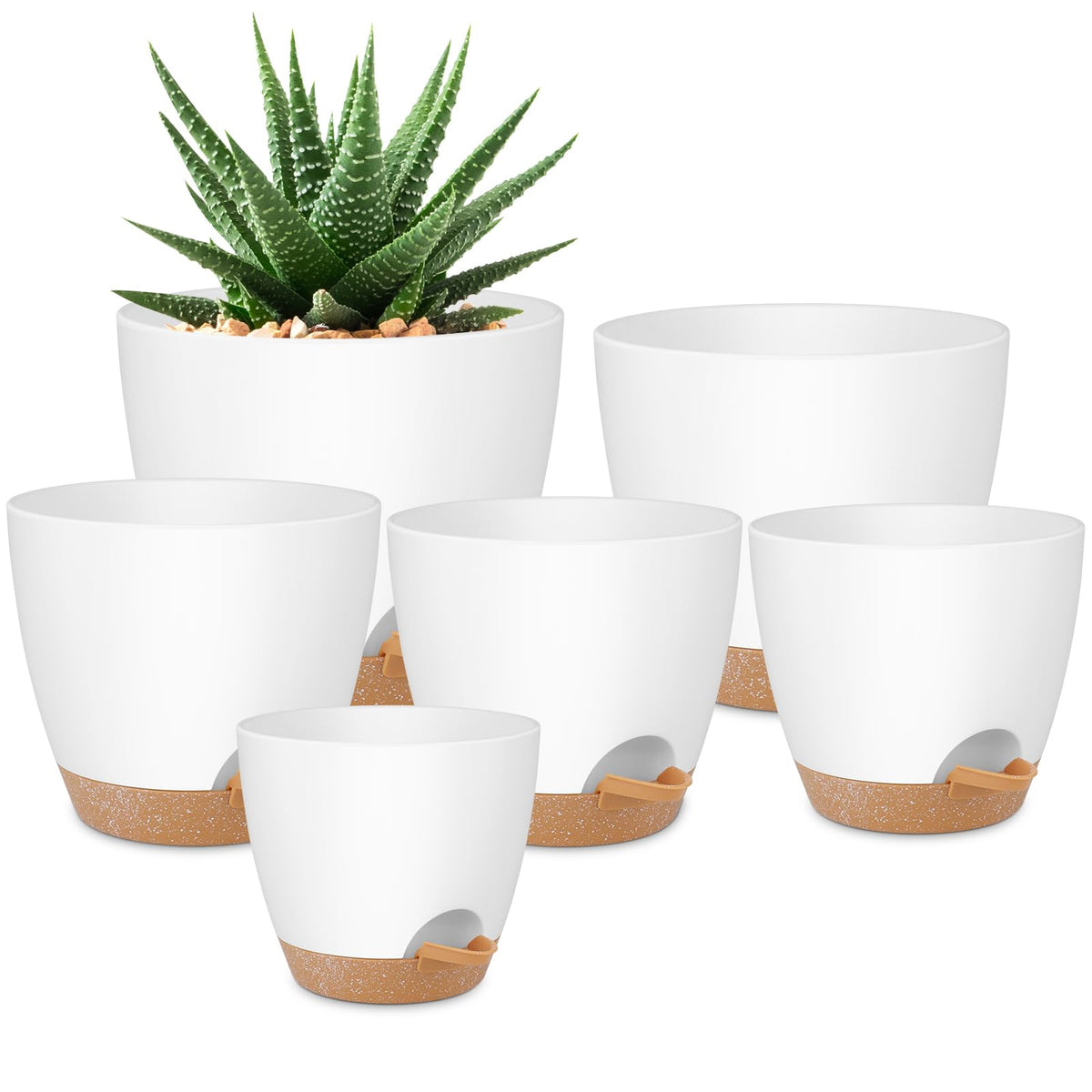 QRRICA 7/7.5/8/9/10 Inch Self Watering Pots for Indoor/Outdoor Plants