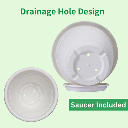 5 Packs 10 inch Flower Pots + Saucers, Large Indoor & Outdoor Pot