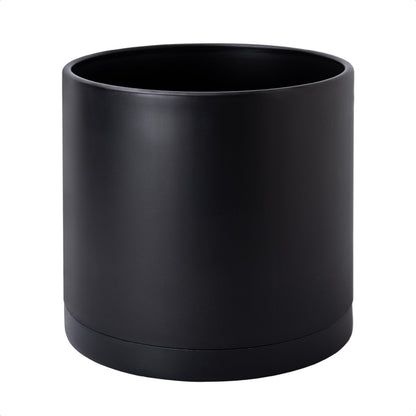 D'vine Dev Plastic Planter Pot with Saucer, 8 in, Black, 74-X-B-1