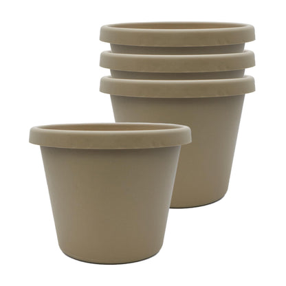 The HC Companies Prima Round Plastic Plant Pot w/Rolled Rim - Lightweight & UV Resistant Flower Pot for Herbs & More - Outdoor & Indoor Plant Pots w/Drainage (12 inch, Warm Gray, Pack of 1)