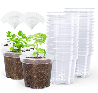 homenote 3/4/5/6.7 Inch Clear PP Nursery Pots with Drainage Holes (36 Pcs)