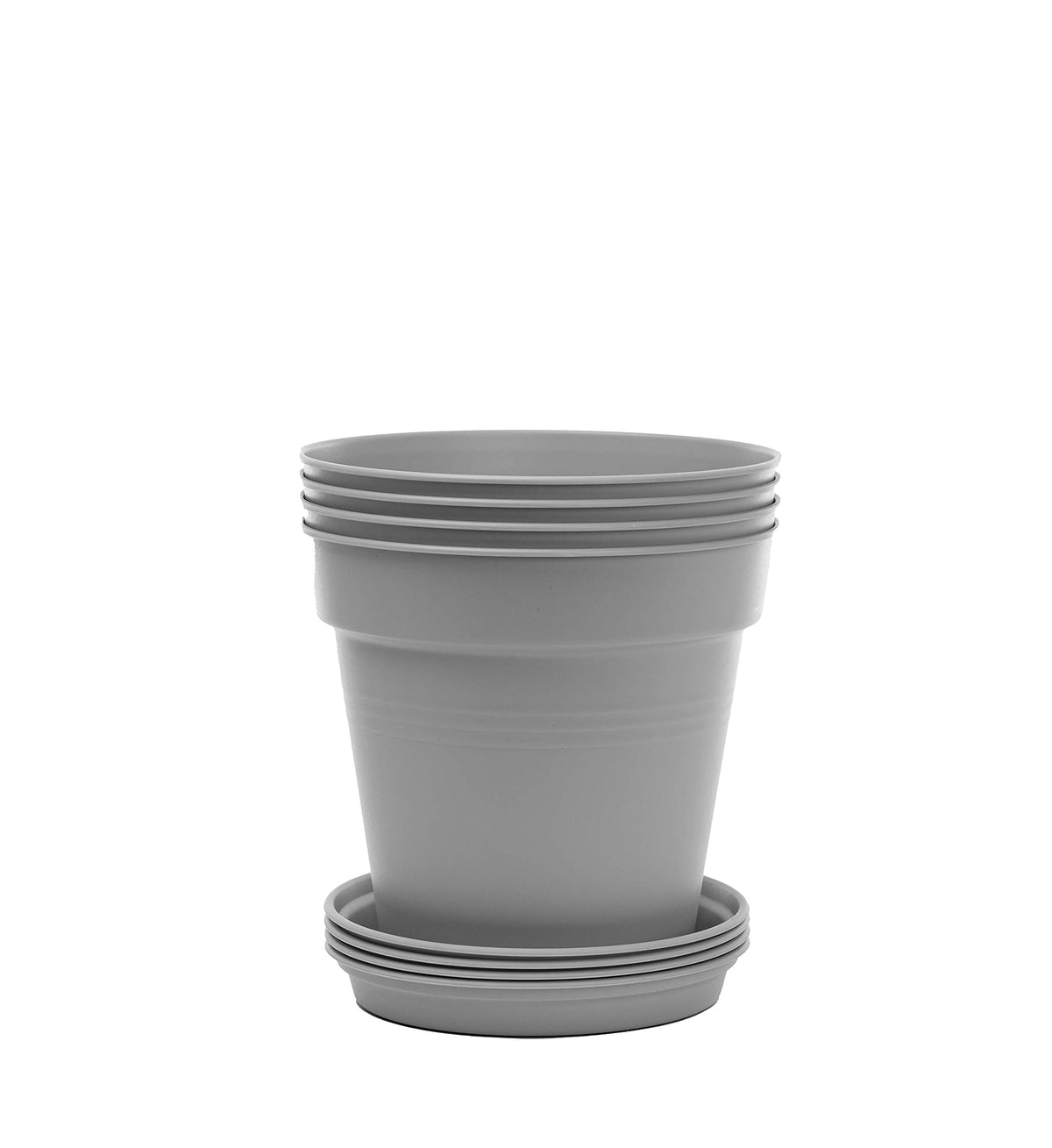 Mintra Garden Pots, 4 Pack Bulk Plastic Plant Pots with Drainage Tray, Round Indoor & Outdoor Decorative Planters with Drain Holes for Flowers, Herbs & Plants, 19cm Diameter – Fuchsia, 7.5in Wide