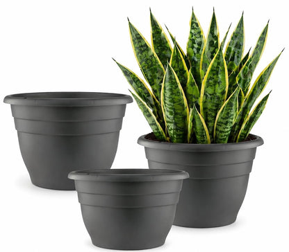 RooTrimmer 5 Pack 10 Inch Plant Pots Lightweight Planters with Drainage Holes,Durable Indoor & Outdoor Flower Pots for Garden,Patio & Home Decor(Pottery Red)
