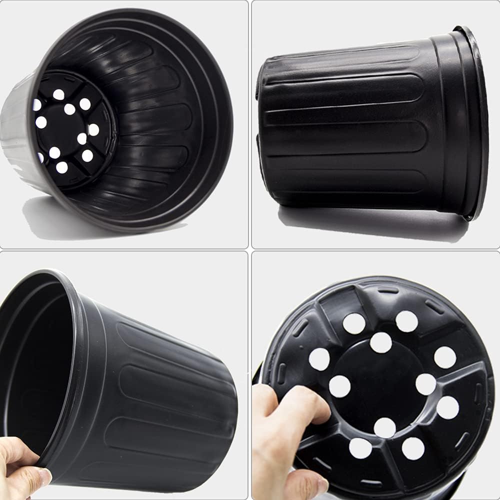 HECTOLIFE 50-Pack 1 Gallon Black Flexible Flower Plant Nursery Pots