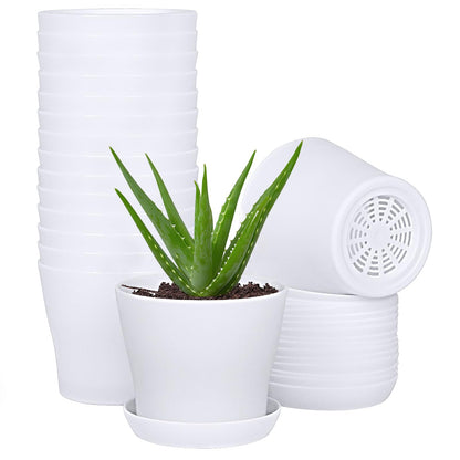 JERIA 16-Pack 4" Plastic Flower Plant Pots Thickened Seedlings Nursery Pots, Colorful Flower Plant Container Seed Starting Pots with Pallet (8 Colors)
