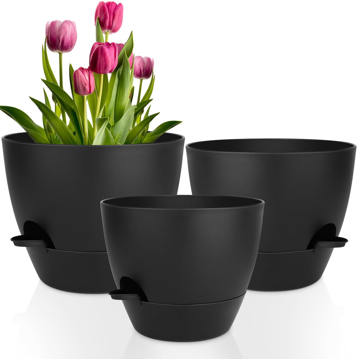 QRRICA 7/7.5/8/9/10 Inch Self Watering Pots for Indoor/Outdoor Plants