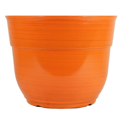 Garden Elements Indoor/Outdoor Glazed Brushed Happy Plastic Planter, Large, Dark Blue, 15"