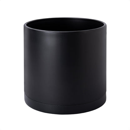 D'vine Dev Plastic Planter Pot with Saucer, 8 in, Black, 74-X-B-1