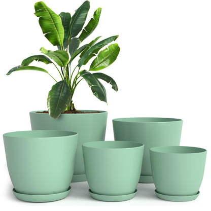 Plant Pots Indoor with Drainage, 10 Pack Multi-Size Planters Set, White