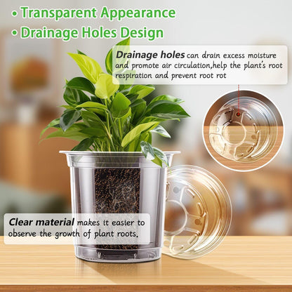 SupKing Clear Nursery Pots 5/4/3.5 Inch Plastic Seed Starter Plant Flower Pot with Drainage Holes for Transplanting Succulents Cuttings Seedlings 15 Labels (12Pcs)