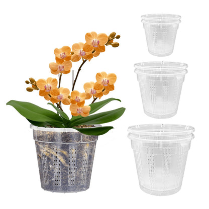 Orchid Pot, 2 Each of 4.3",5.5",6.1" Orchid Pots with Holes, Orchid Pots for Repotting, Plastic Orchid Planter for Indoor Outdoor Plants (2 Each of 4.3",5.5",6.1")