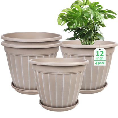 10 Inch Plant Pots,4 Pack Flower Pot,Planters Pot with Drainage Hole