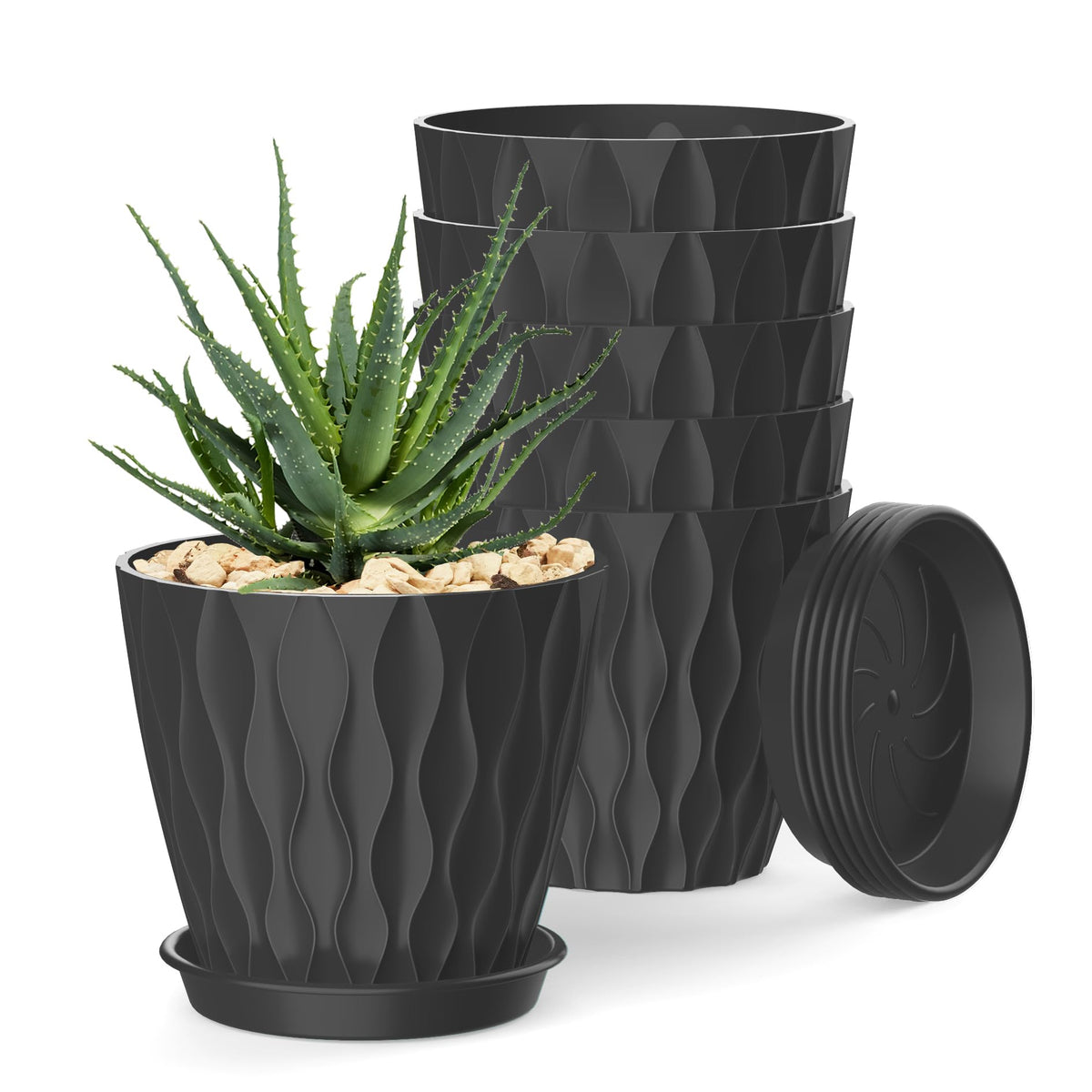 4 Inch Plant Pots, 6 Pack Indoor Flower Pots, Planters with Drainage Holes and Trays for Orchids, Violets, Succulents, Herbs, and Other Plants,Corolful