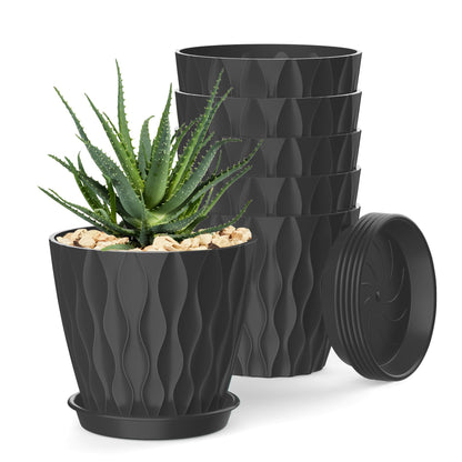 4 Inch Plant Pots, 6 Pack Indoor Flower Pots, Planters with Drainage Holes and Trays for Orchids, Violets, Succulents, Herbs, and Other Plants,Corolful