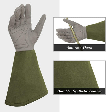 Rose Pruning Gloves with Forearm Protection, Thorn Resistant