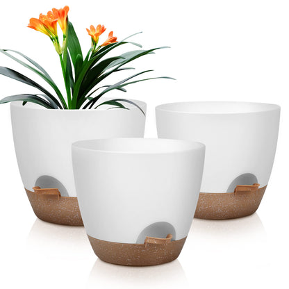 QRRICA 7/7.5/8/9/10 Inch Self Watering Pots for Indoor/Outdoor Plants