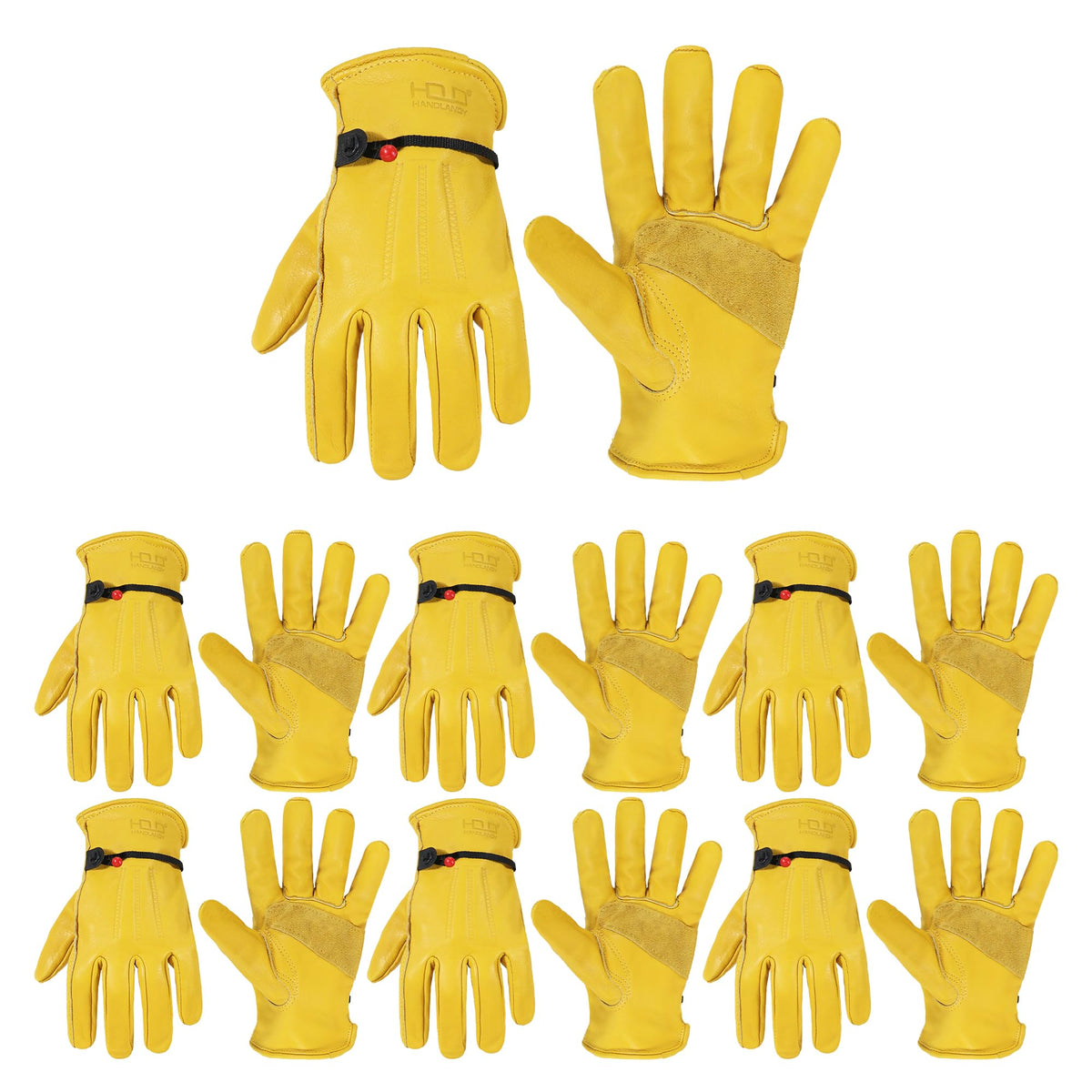 HANDLANDY Leather Gardening Gloves, Leather Work Gloves for Men Women
