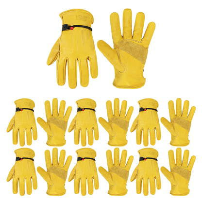 HANDLANDY Leather Gardening Gloves, Leather Work Gloves for Men Women