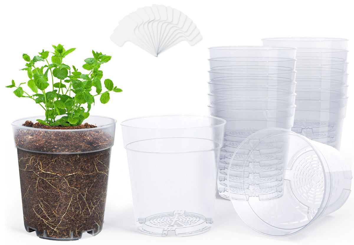 homenote 3/4/5/6.7 Inch Clear PP Nursery Pots with Drainage Holes (36 Pcs)
