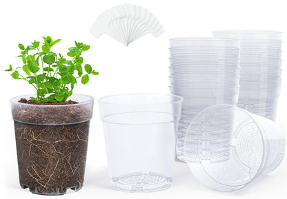 homenote 3/4/5/6.7 Inch Clear PP Nursery Pots with Drainage Holes (36 Pcs)