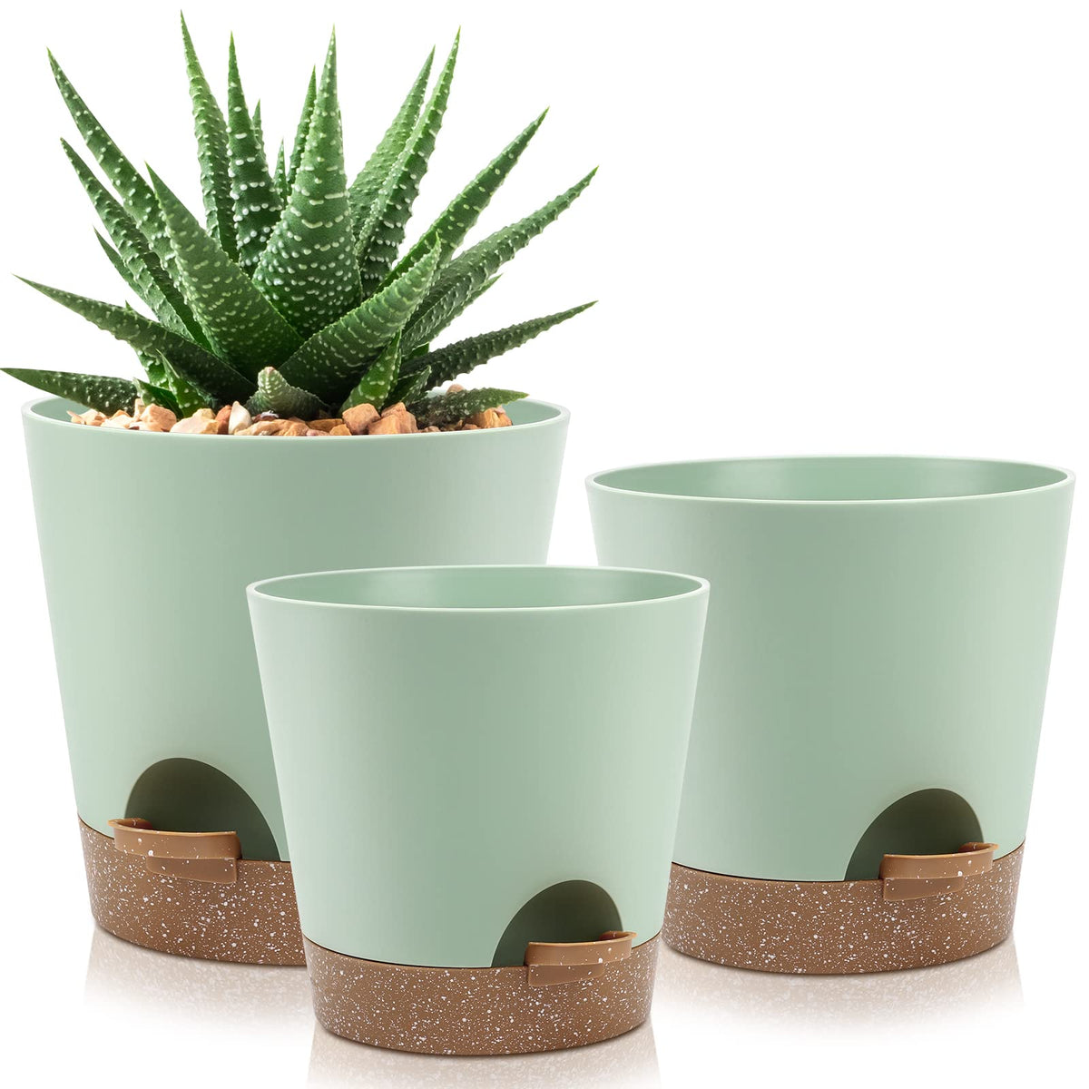 YNNICO 8,7, 6.5, 6, 5.5, 5 Inches Self Watering Planters for Indoor Plants