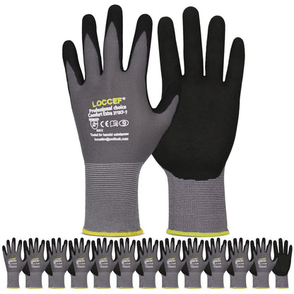 LOCCEF MicroFoam Nitrile Coated Safety Work Gloves