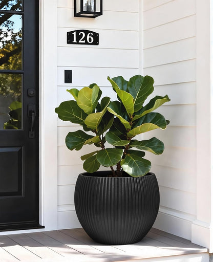homenote 14.5 Inch Large Black Plastic Flower Pot with Drainage Plug