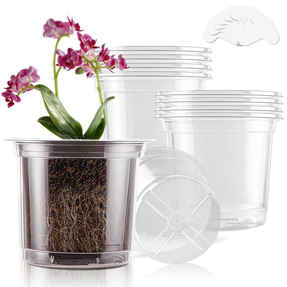 SupKing Clear Nursery Pots 5/4/3.5 Inch Plastic Seed Starter Plant Flower Pot with Drainage Holes for Transplanting Succulents Cuttings Seedlings 15 Labels (12Pcs)