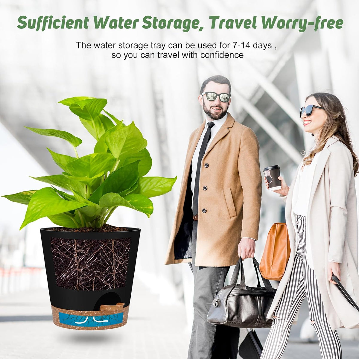 YNNICO 8,7, 6.5, 6, 5.5, 5 Inches Self Watering Planters for Indoor Plants