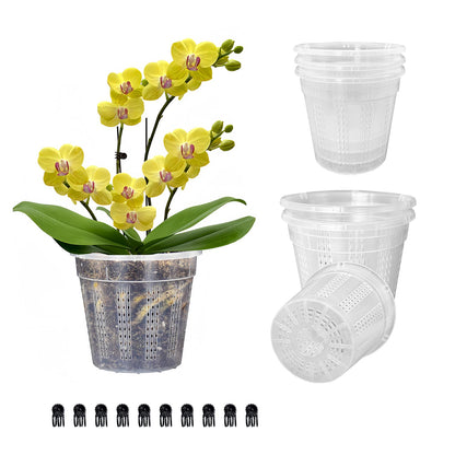 Orchid Pot, 2 Each of 4.3",5.5",6.1" Orchid Pots with Holes, Orchid Pots for Repotting, Plastic Orchid Planter for Indoor Outdoor Plants (2 Each of 4.3",5.5",6.1")