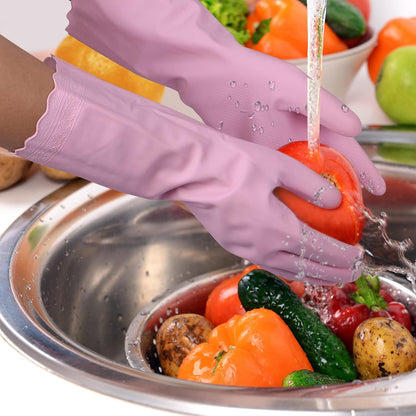 Bamllum Kitchen Cleaning Gloves, Latex-Free, Cotton Flocked Liner, Medium