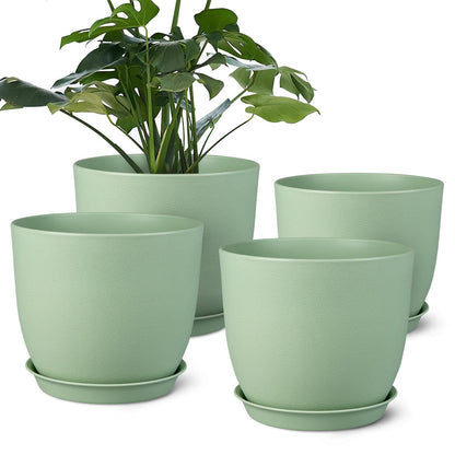 Ferlypote Plant Pots 8 Inch Set of 2, Flower Pots with Multi Mesh Drainage Holes, Planters for Indoor Outdoor Garden Plants and Flowers (Black)