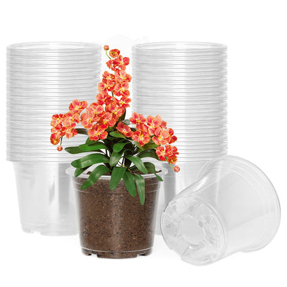 JNYONG 60 Pack 3.5/4/5/6/7 Inch Clear Nursery Pots with Drainage Hole