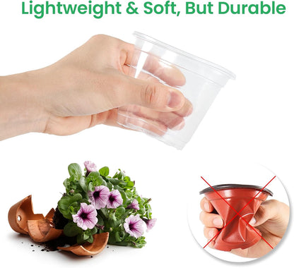 Bluepro Clear Nursery Pots with Drainage Holes, 3.5/4/5 Inch, 36-Pack