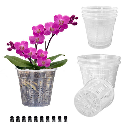 Orchid Pot, 2 Each of 4.3",5.5",6.1" Orchid Pots with Holes, Orchid Pots for Repotting, Plastic Orchid Planter for Indoor Outdoor Plants (2 Each of 4.3",5.5",6.1")