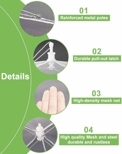 Large Food Cover,6 Pack Mesh Food Tent,17"x17",White Nylon Covers,Pop-Up Umbrella Screen Tents,Patio Net for Outdoor Camping, Picnics, Parties,BBQ,Collapsible and Reusable