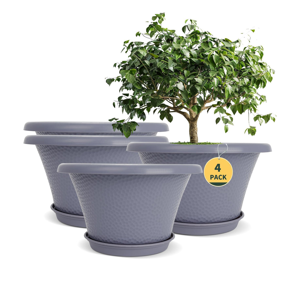 Quarut 12 Inch Pots for Plants,4 Pack Large Flower Pots with Drainage Hole