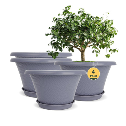 Quarut 12 Inch Pots for Plants,4 Pack Large Flower Pots with Drainage Hole